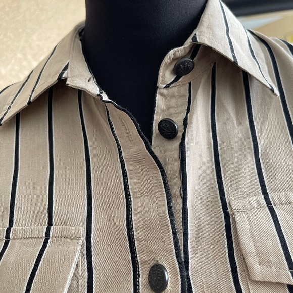 Rag & Bone Roxanne utility Dress linen blend belt 
Striped Beige Black SIZE S - Picture 8 of 16